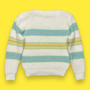Vintage Striped Sweater 80s 90s Green Lantern Crewneck Pullover Lightweight